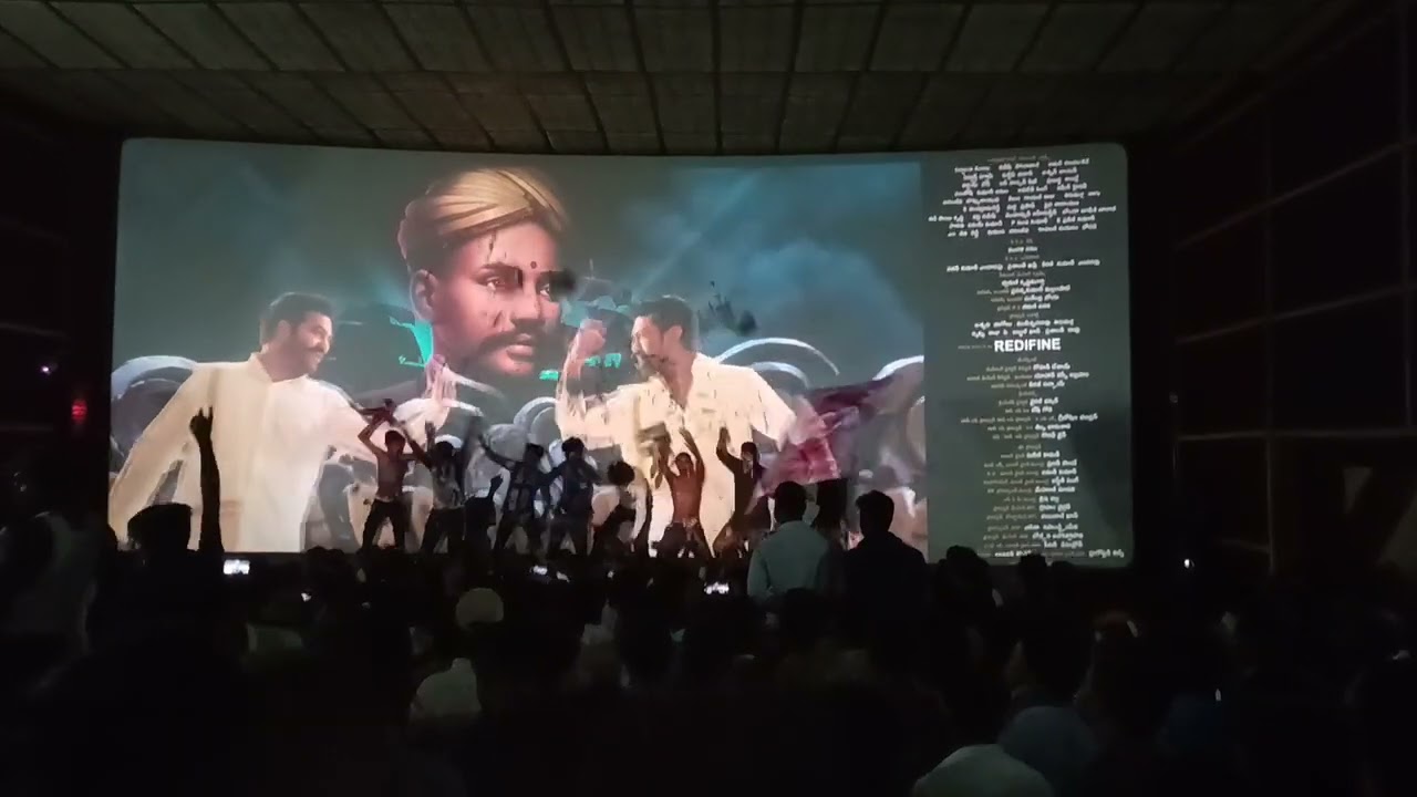 Adoni Satyam theater First day first show fans hungama in RRR ending Song amazing Dance both of u