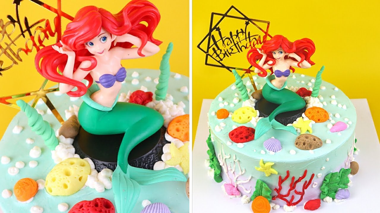 MERMAID Birthday Cake Buttercream | Little Mermaid Cake Tutorial