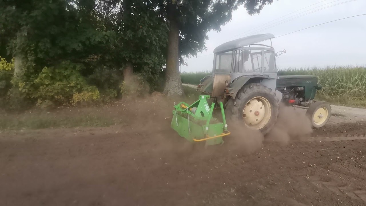 Ursus C355, praca z glebogryzarką, dźwięk silnika