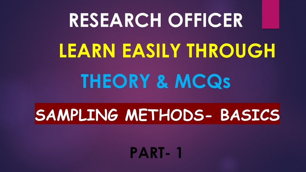 RESEARCH OFFICER | KERALA PSC | SAMPLING METHODS - BASICS | THEORY & MCQs | EASY STUDY