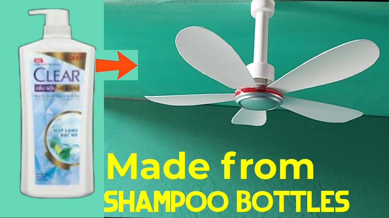 Make a ceiling fan from a clear shampoo bottle