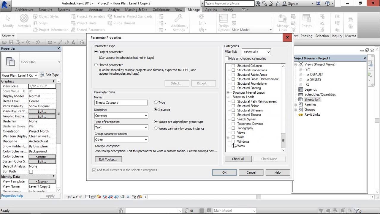Project browser organization in Revit