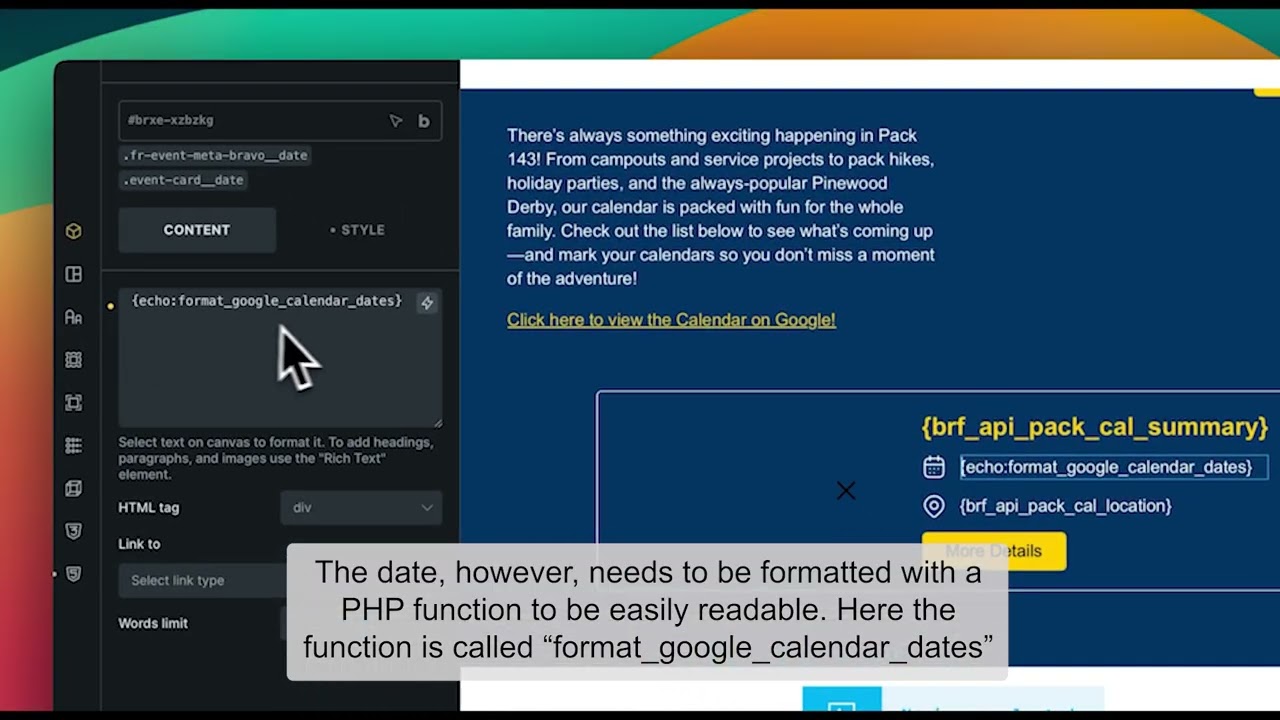 Bricksforge API Builder - Google Calendar API
