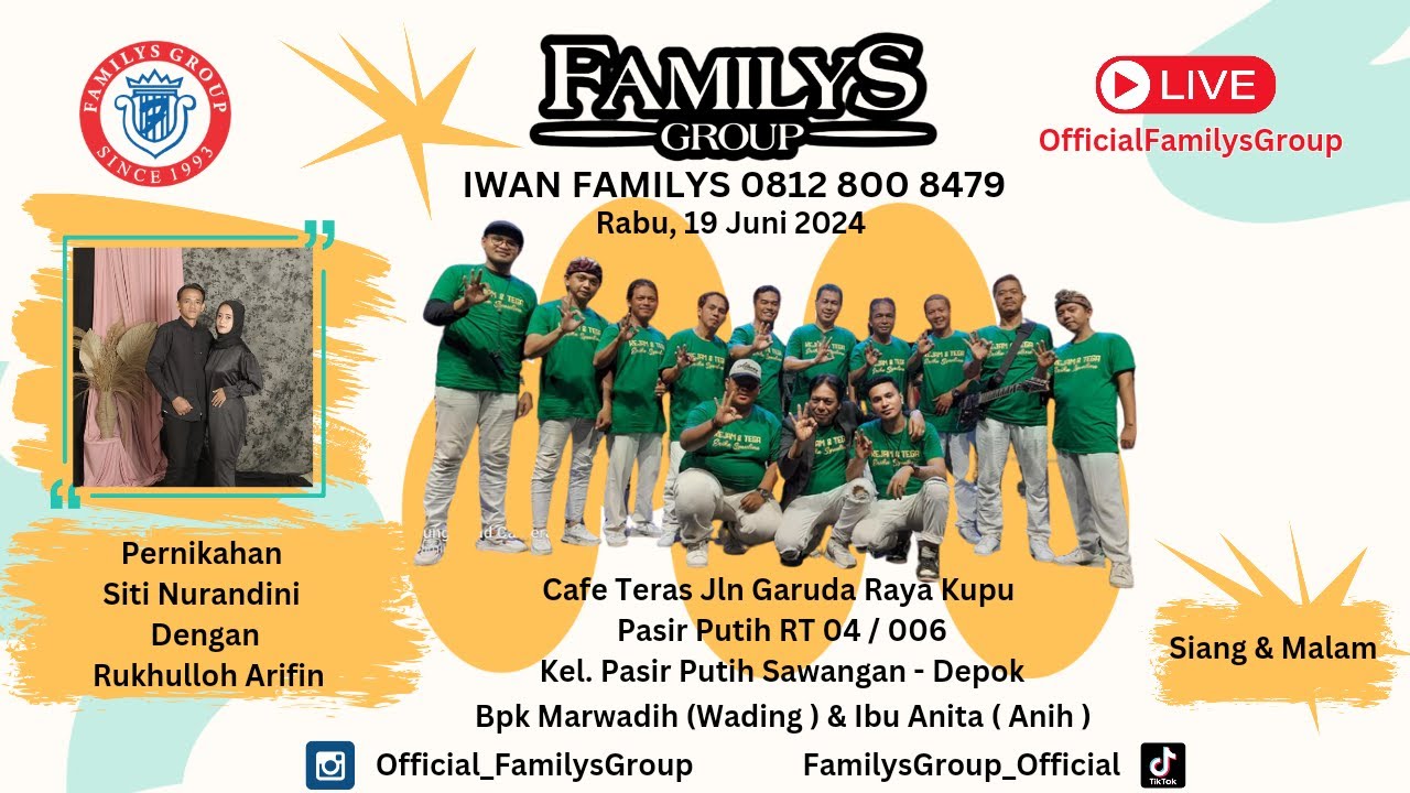 LiveStream Familys Group Edisi Kupu Pasir Putih Sawangan - Depok Rabu 19 Juni 2024 (MALAM)