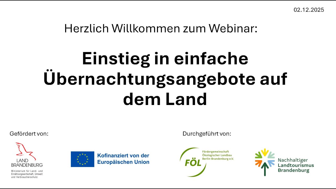Landtourismus: Einstieg in einfach Übernachtungsangebote auf dem Land