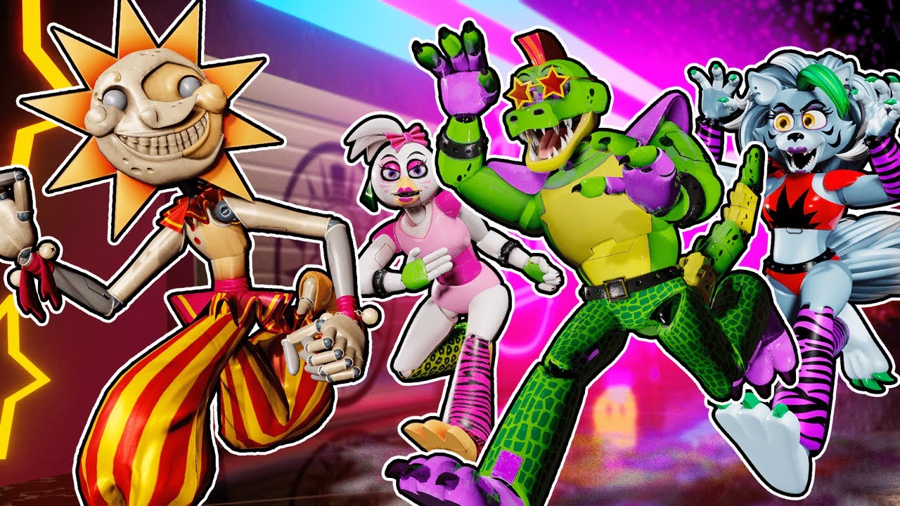 SUN and MOON vs GLAMROCKS in FNAF SECURITY BREACH