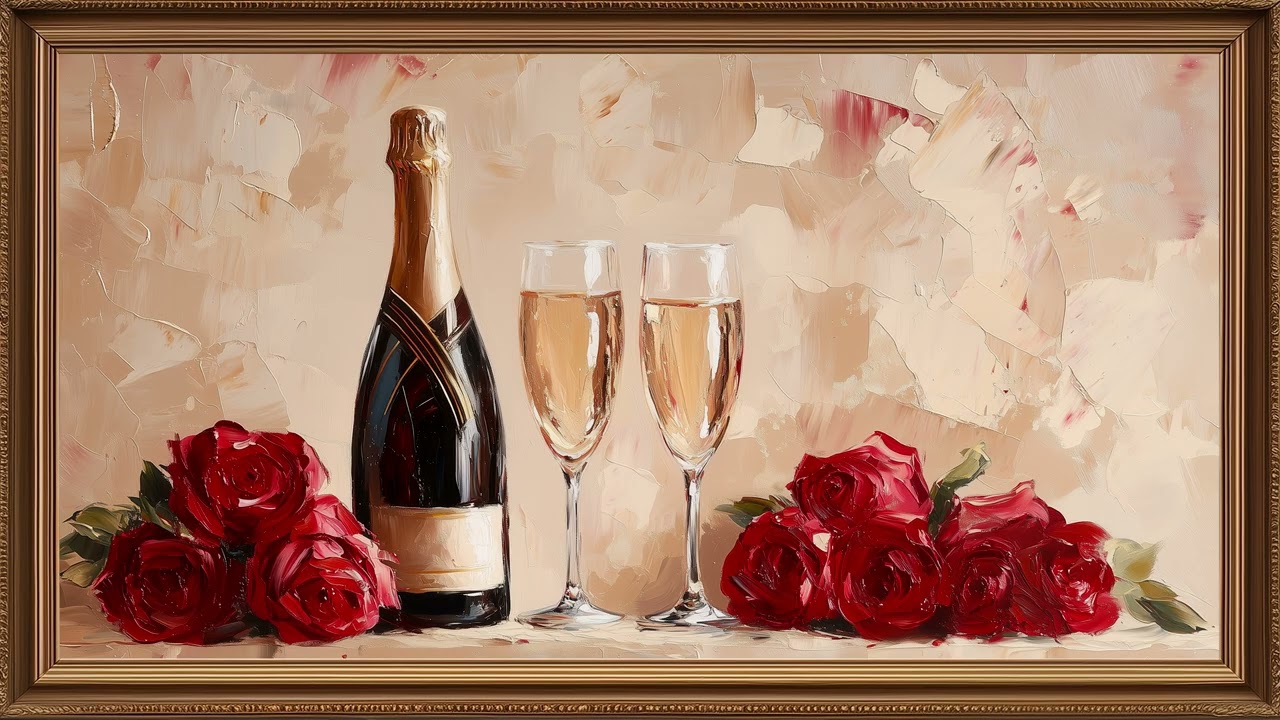 ❤️ Valentine’s Day Frame TV Art | Romantic Champagne & Roses Screensaver in 4K