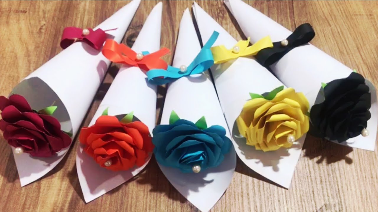 Kağıttan Renkli Güller Yapımı 🌹🌷💮🏵️🌹/Simple Hand Crafts  #öğretmenleegünü #24kasım
