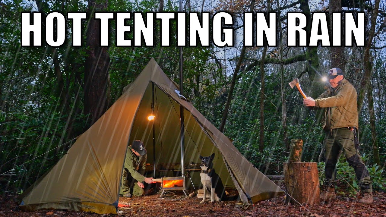 Winter Hot Tent Camping in RAINY Conditions Made EASY!