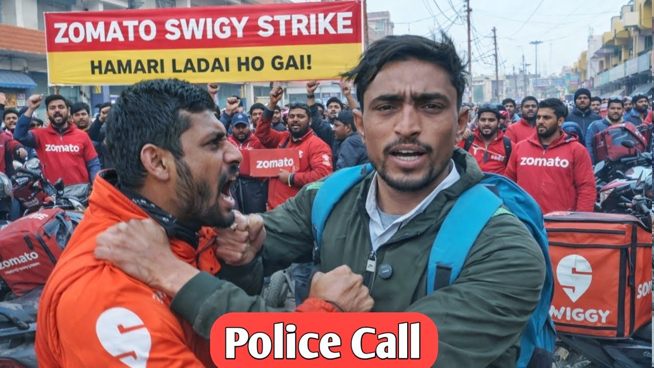 Zomato Swiggy Strike में लड़ाई हो गई 😡,Zomato Swiggy Gig Workers Payout Strike  #sumitridervlogs 