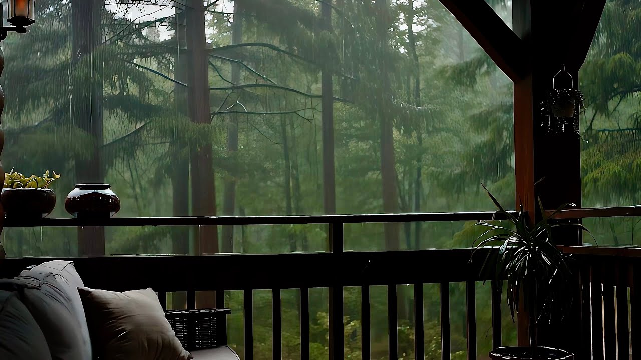 Porch Rain Ambience | Gentle Forest Rainfall ASMR to Release Stress & Anxiety