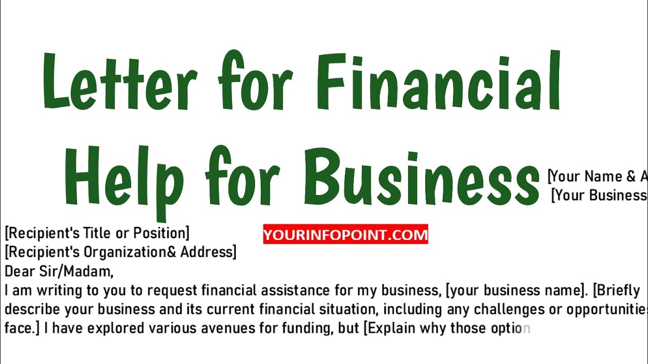 Letter for Financial Help for Business | Application for Financial Help | Letter Writing