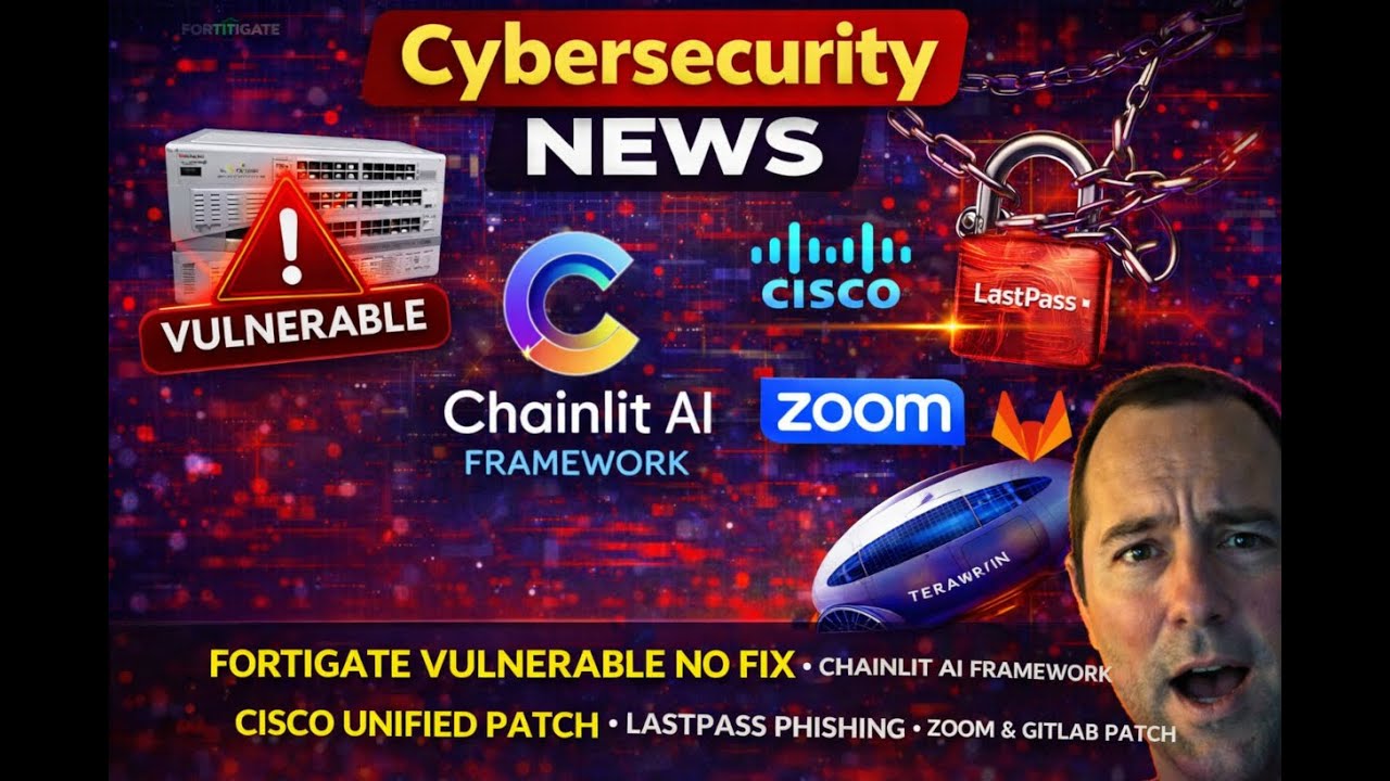 Fortigate no fix - Chainlit AI - Cisco patch - Lastpass - Zoom gitlab - Blue Origin Terawave