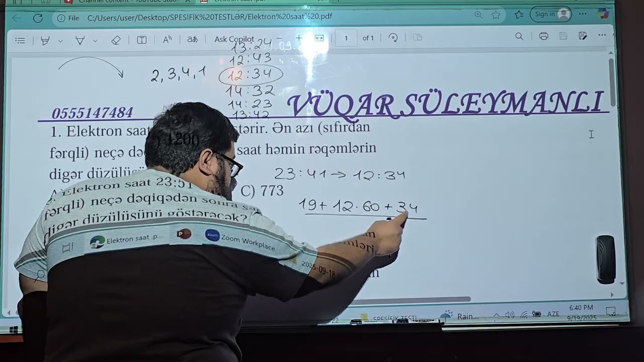 Yeni növ saat sualı. DÖVLƏT QULLUĞU. BA-BB-AC-AB. Vergi və Gömrük. 