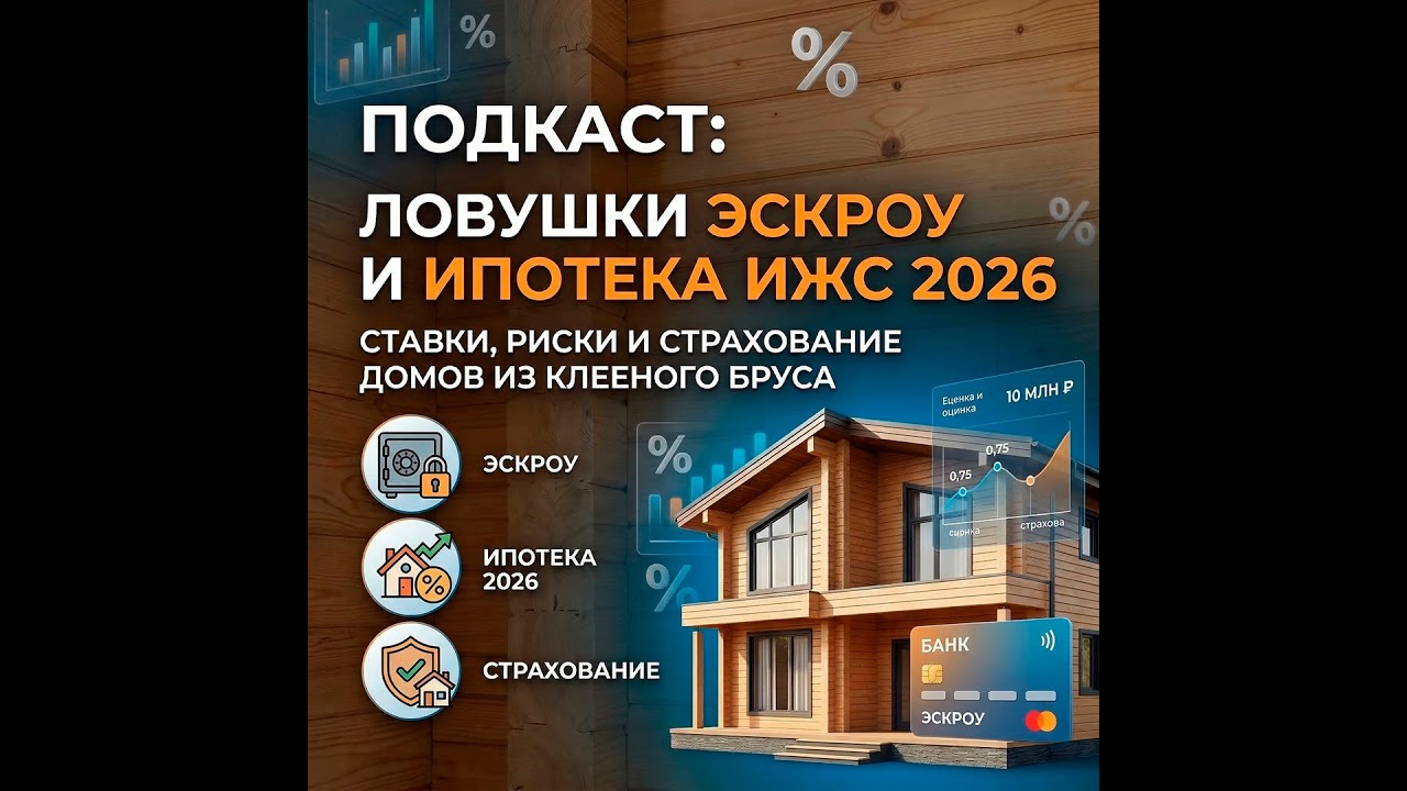 Ипотека ИЖС 2026 и эскроу ставки, риски и страхование домов из клееного бруса
