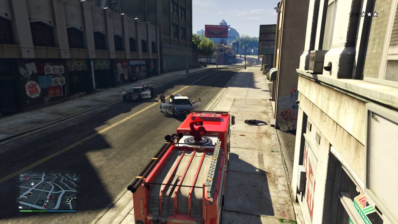 Grand Theft Auto V firefighter and shop robbery