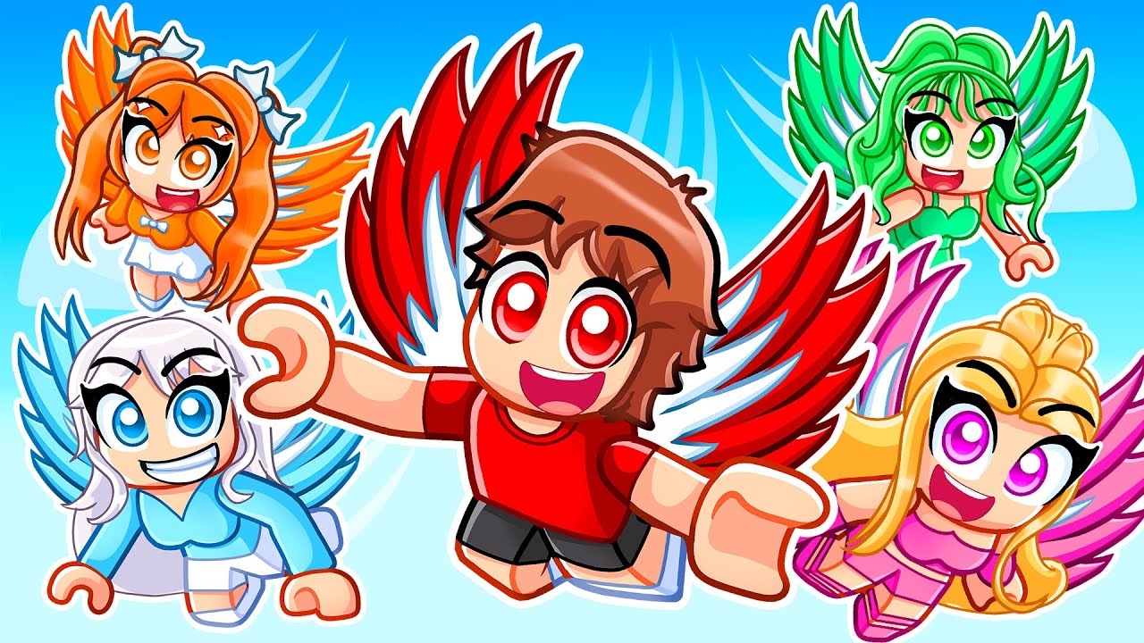 Улучшаю Noob до GOD Wings в Roblox вместе с моими сумасшедшими фанатками...