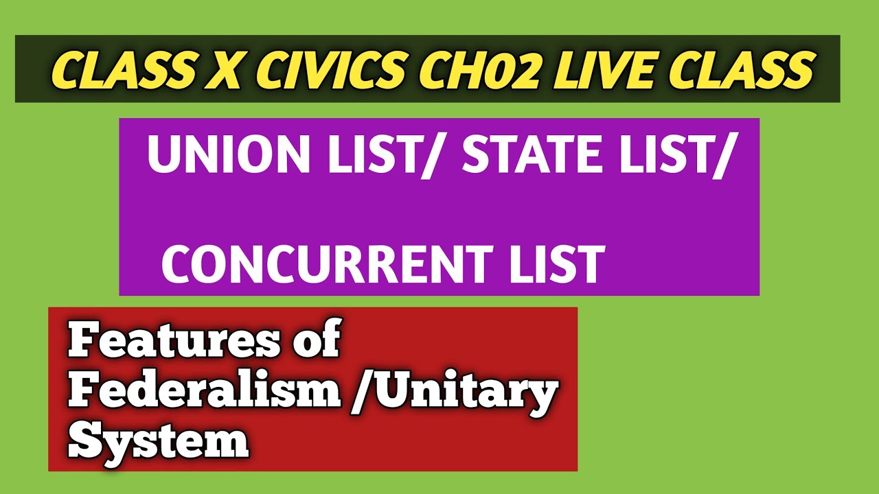 UNION LIST / STATE LIST /CONCURRENT LIST