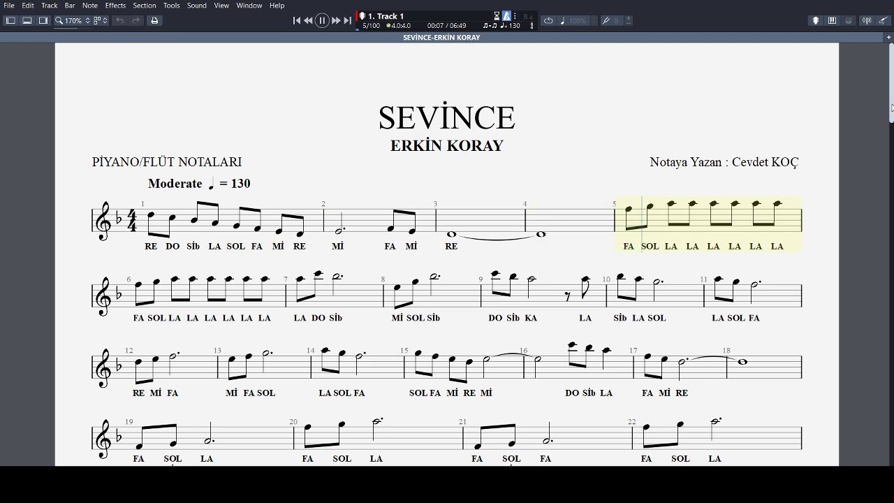 SEVİNCE  -  ERKİN KORAY NOTA