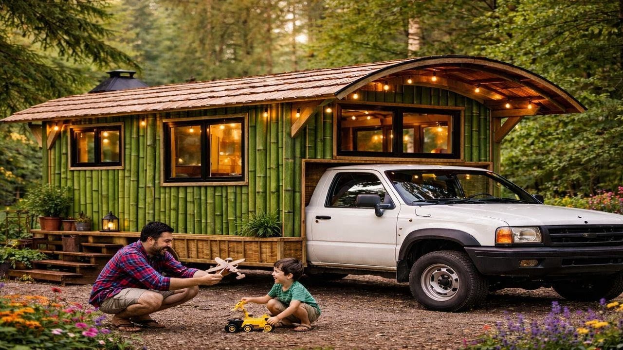 No One Expected This Old Pickup Truck to Become Such a Stunning Bamboo Home