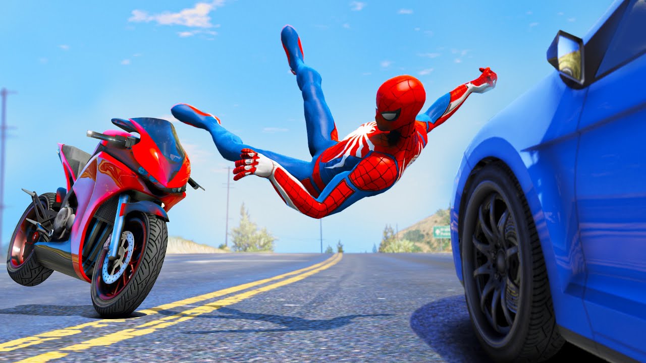 GTA5 SPIDERMAN Motocycle Stunt - Spider-man Bike Gameplay Ep - 19