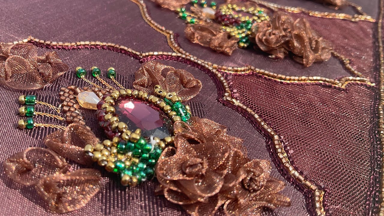 Bead Bezels in aari embroidery 
