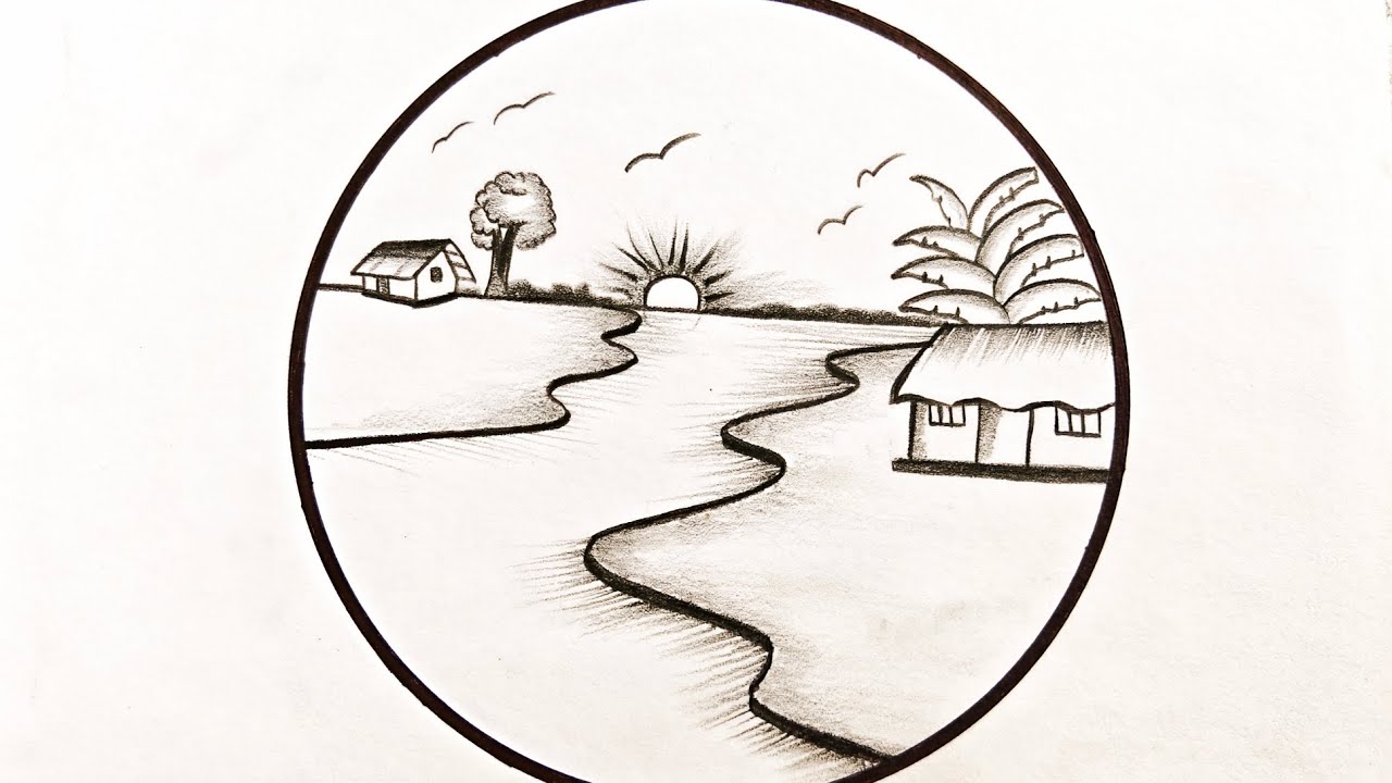 How to draw village scenery drawing pencil sketch sobi aka drisso @Artpoint9932 