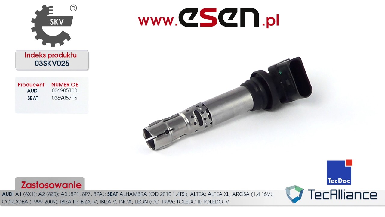Cewka zapłonowa  Audi A1 Audi A2 Audi A3 Seat Ibiza Seat Altea Seat Toledo OE 036905100A, 036905715