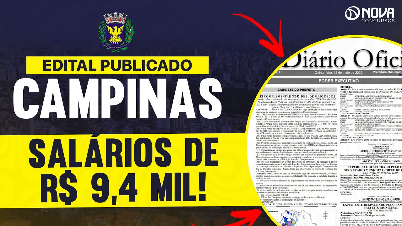 ANÁLISE DO EDITAL CONCURSO CAMPINAS: SALÁRIOS DE ATÉ R$ 9,4 MIL 🔴