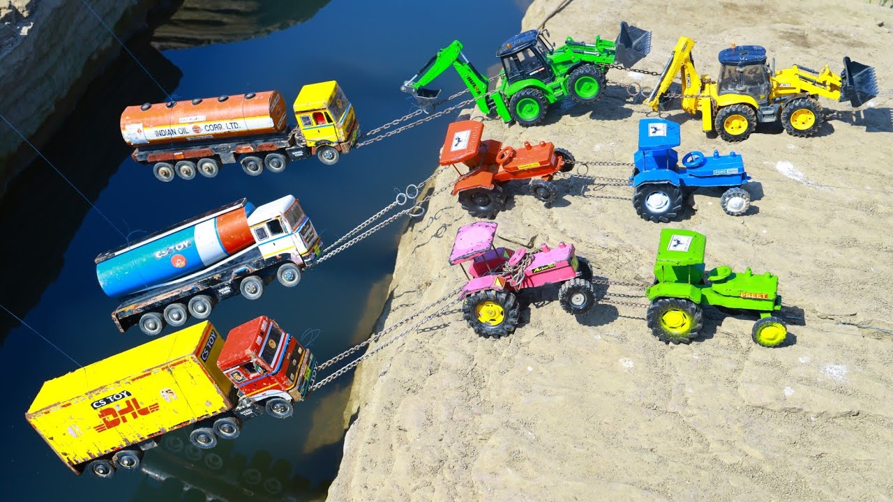 BharatBenz Tipper Dumper Accident River Pulling 2 JCB Mahindra Ford HMT Swaraj  Tractor 4WD ? CS Toy