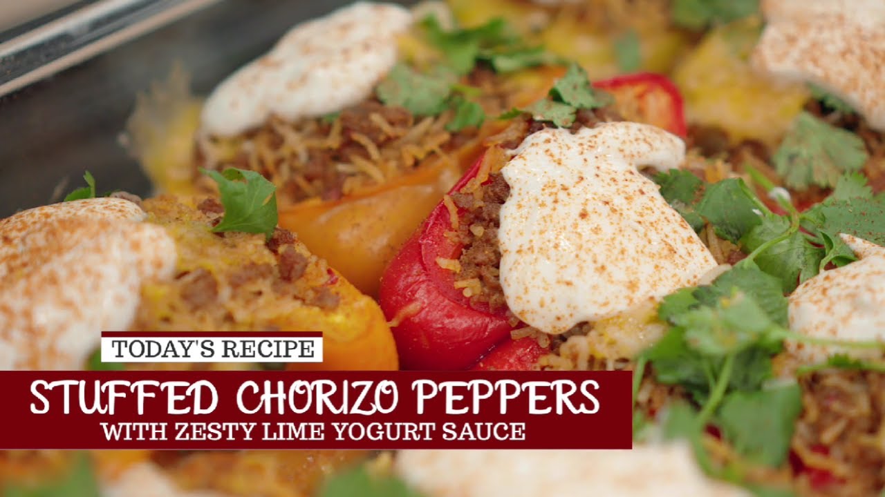 Stuffed Chorizo Peppers with Zesty Lime Yogurt Sauce