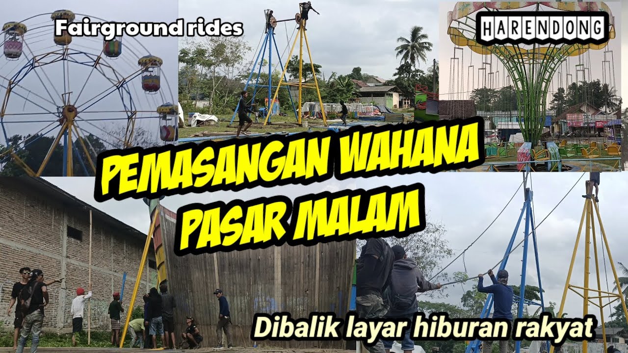 Begini proses pemasangan wahana pasar malam #hiburanrakyat #carousel #agusroychannel