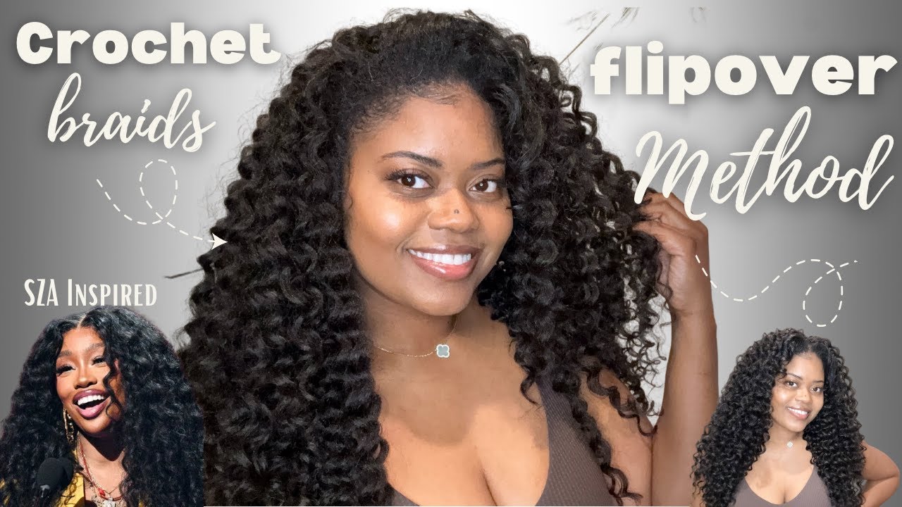 Crochet Braids Flip Over Method Ft. Freetress Beach Curl 18 inch