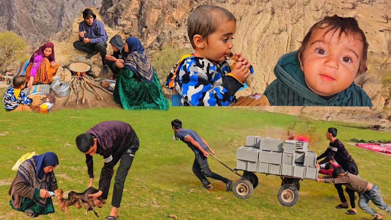 Bringing Blocks by Cart & Baking Nomadic Bread with Mahmoud and Azam 🧱🔥 | Sheep & Goat Care 🐑🐐