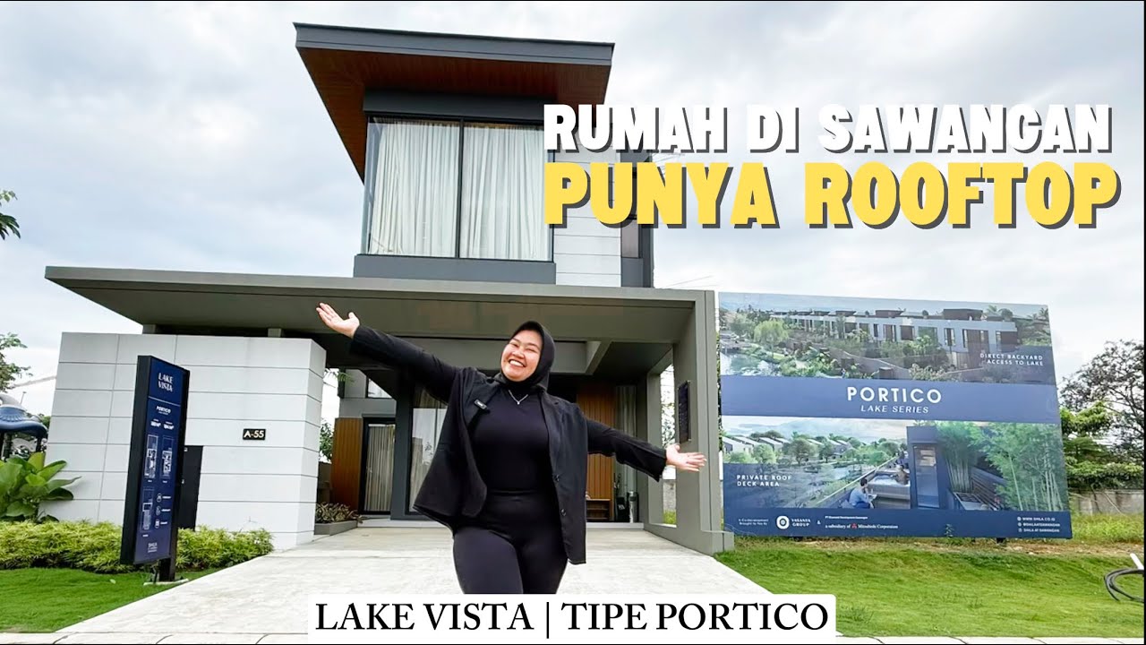 Rumah di Sawangan Punya Rooftop & View Danau | Lake Vista - Portico | 3 Lantai | 4 Kamar Tidur
