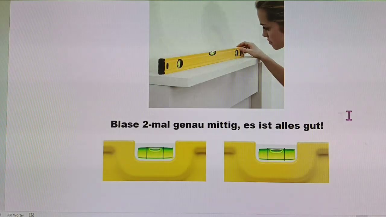 WAsserwaage auf genaue Funktion überprüfen 