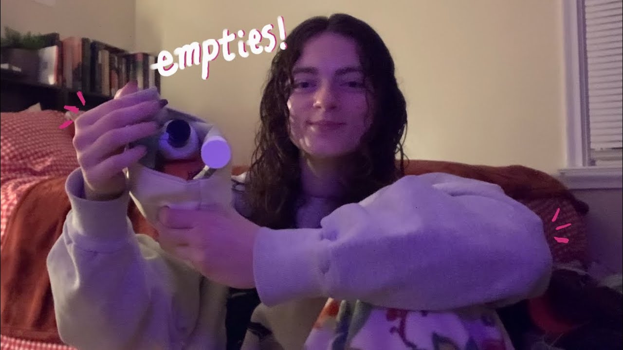 ASMR empties | products I used up pt. 1! (tapping, lid sounds, scratching, whispered)