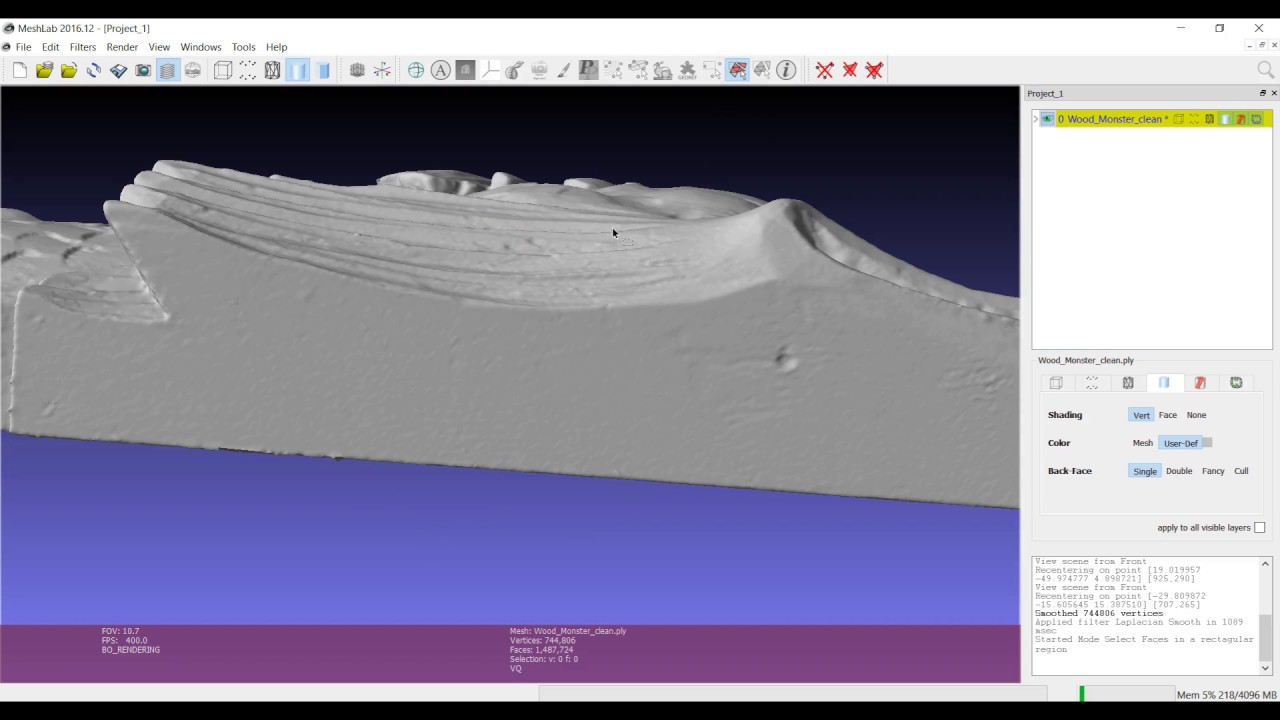 Meshlab Processing: Smoothing