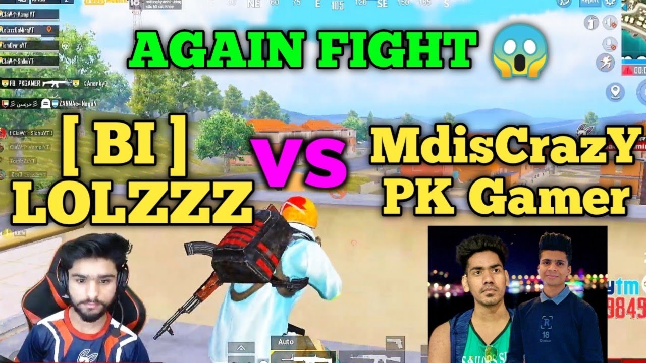Lolzzz gaming vs MdisCrazY + Pk gamer 😱 again intense fight in the last zone | Pubg emulator
