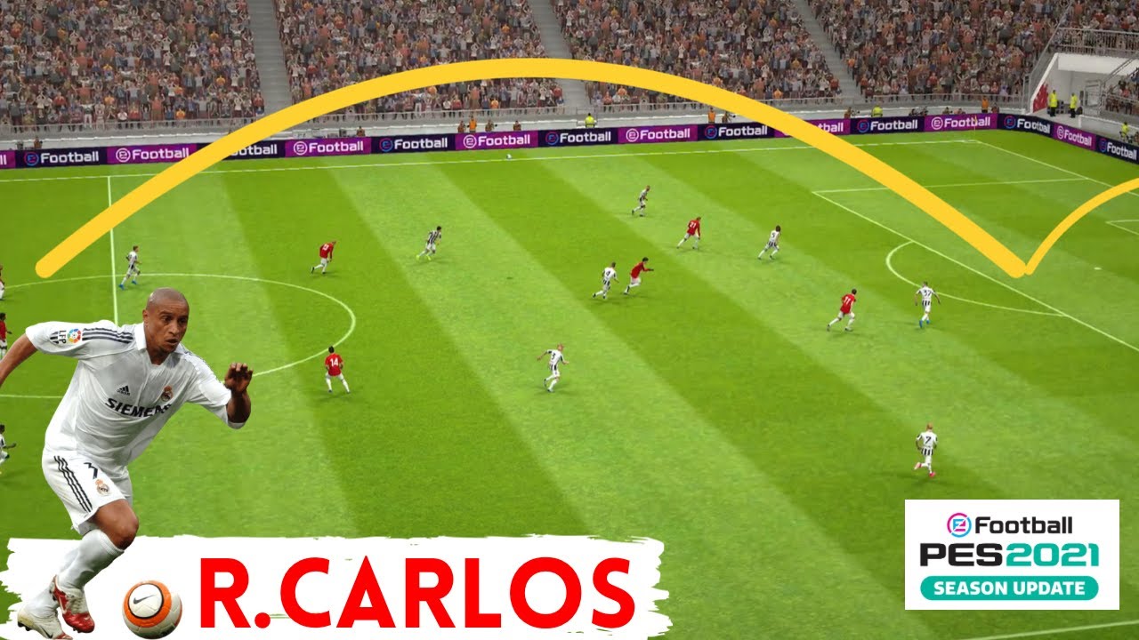 Unbelievable Half pitch goal from legend Roberto Carlos |Pes21 mobile|  HD