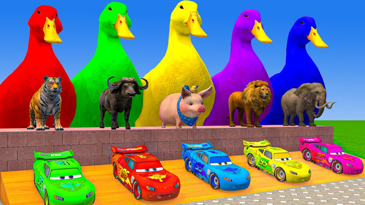 Long Slide Game With Cow Elephant Gorilla Hippopotamus Tiger 3d Animal Game Funny 3d Animals