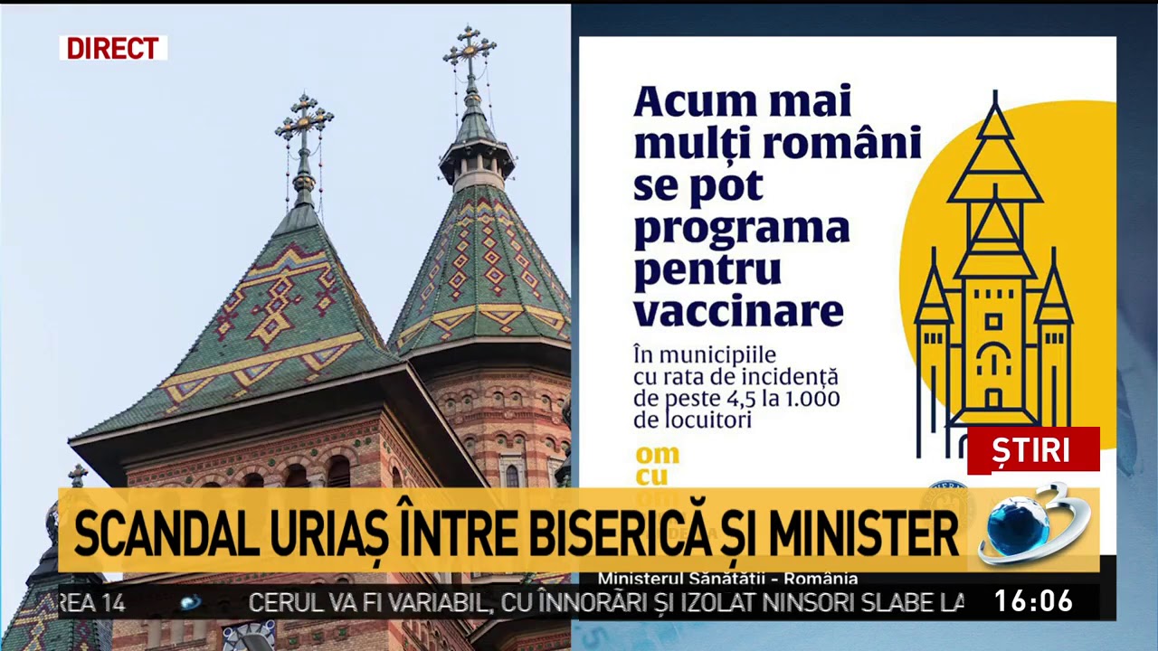 Biserica reacționează după ce Catedrala din Timișoara apare fără cruci pe un afiș despre vacc
