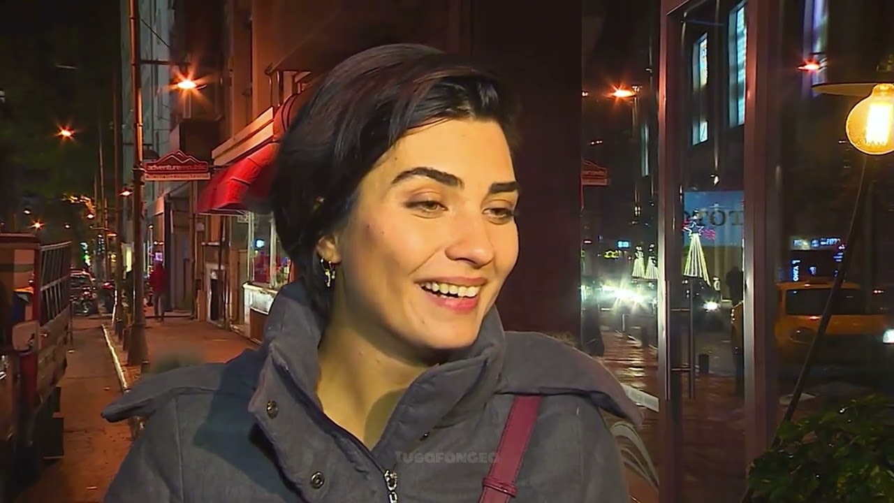 Amazing Tuba Büyüküstün during the filming of 