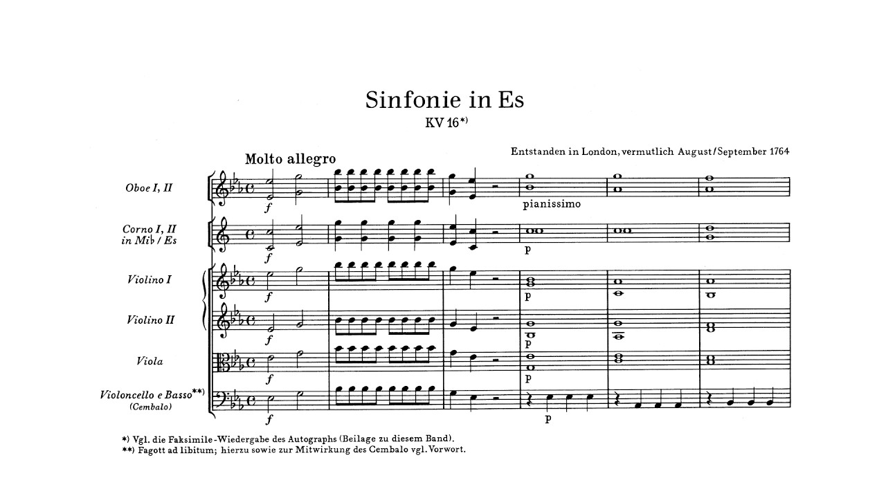 Mozart: Symphony No. 1 in E-flat major, K. 16 (with Score)