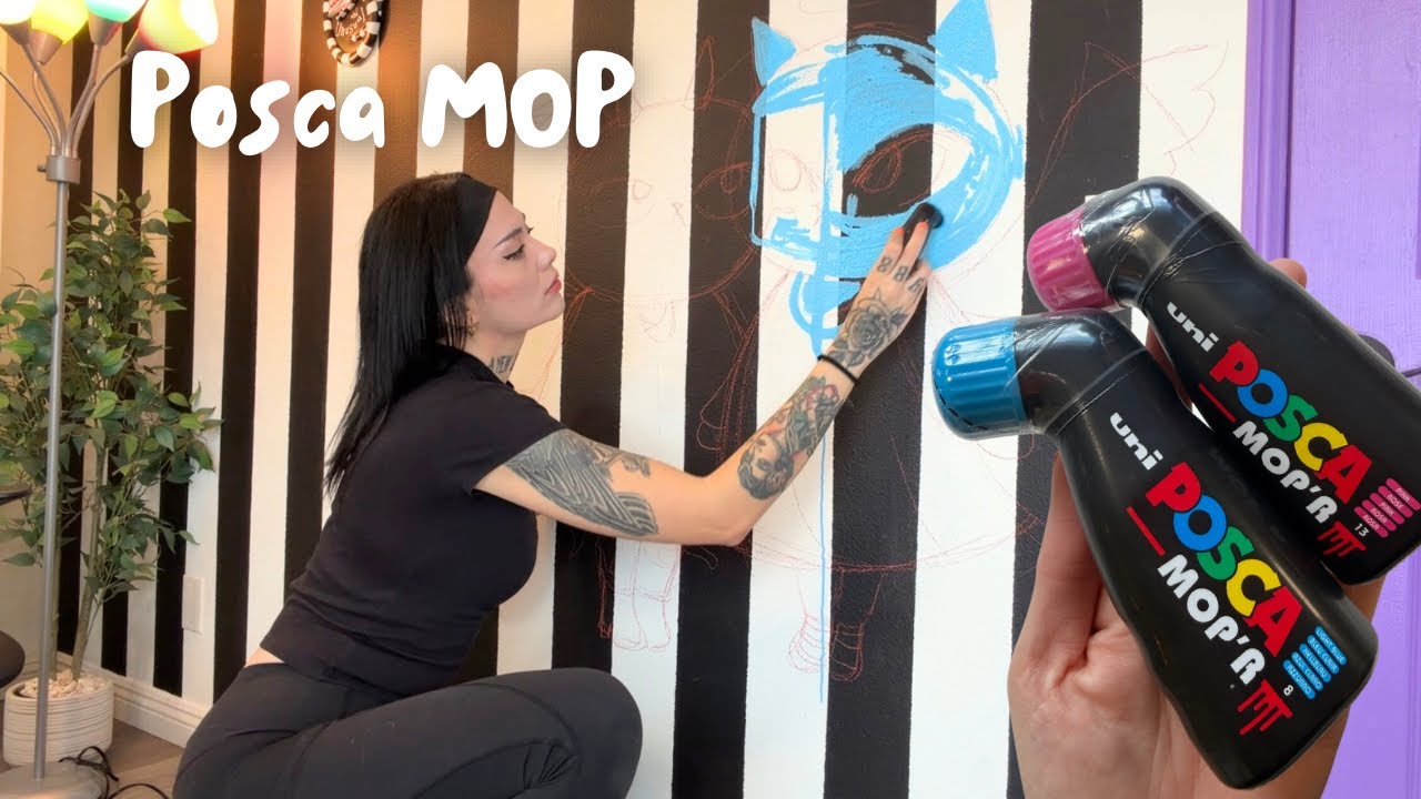 TESTANDO POSCA MOP NA PAREDE  - meu primeiro grafitti será que ficou bom?