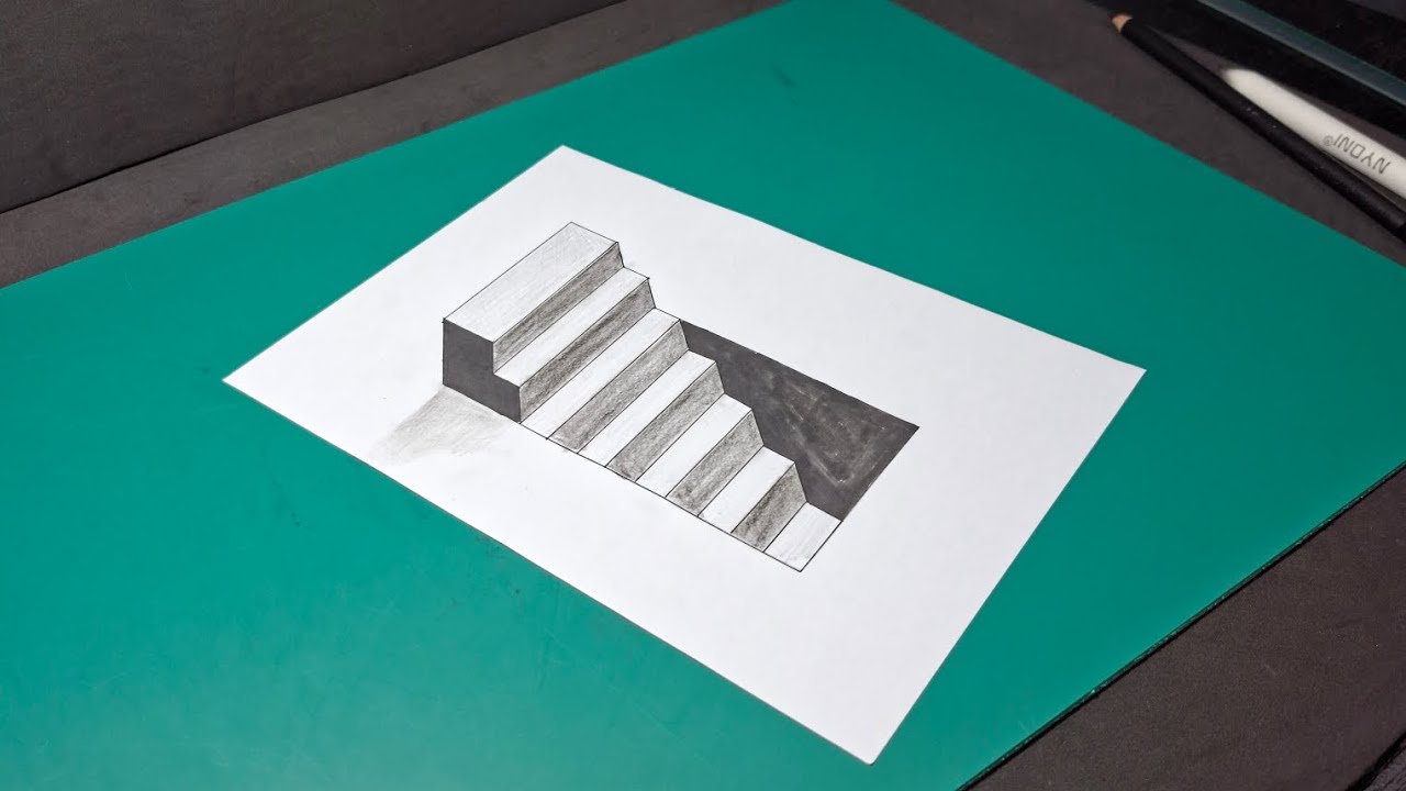 ​Don't Blink! Amazing 3D Staircase Drawing Process