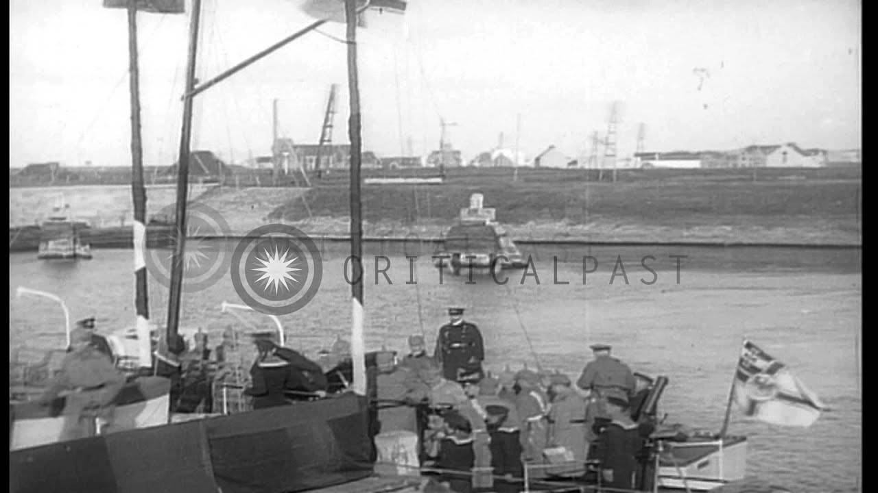 Kaiser Wilhelm II  watches as a German sea plane lands in Belgium during World Wa...HD Stock Footage