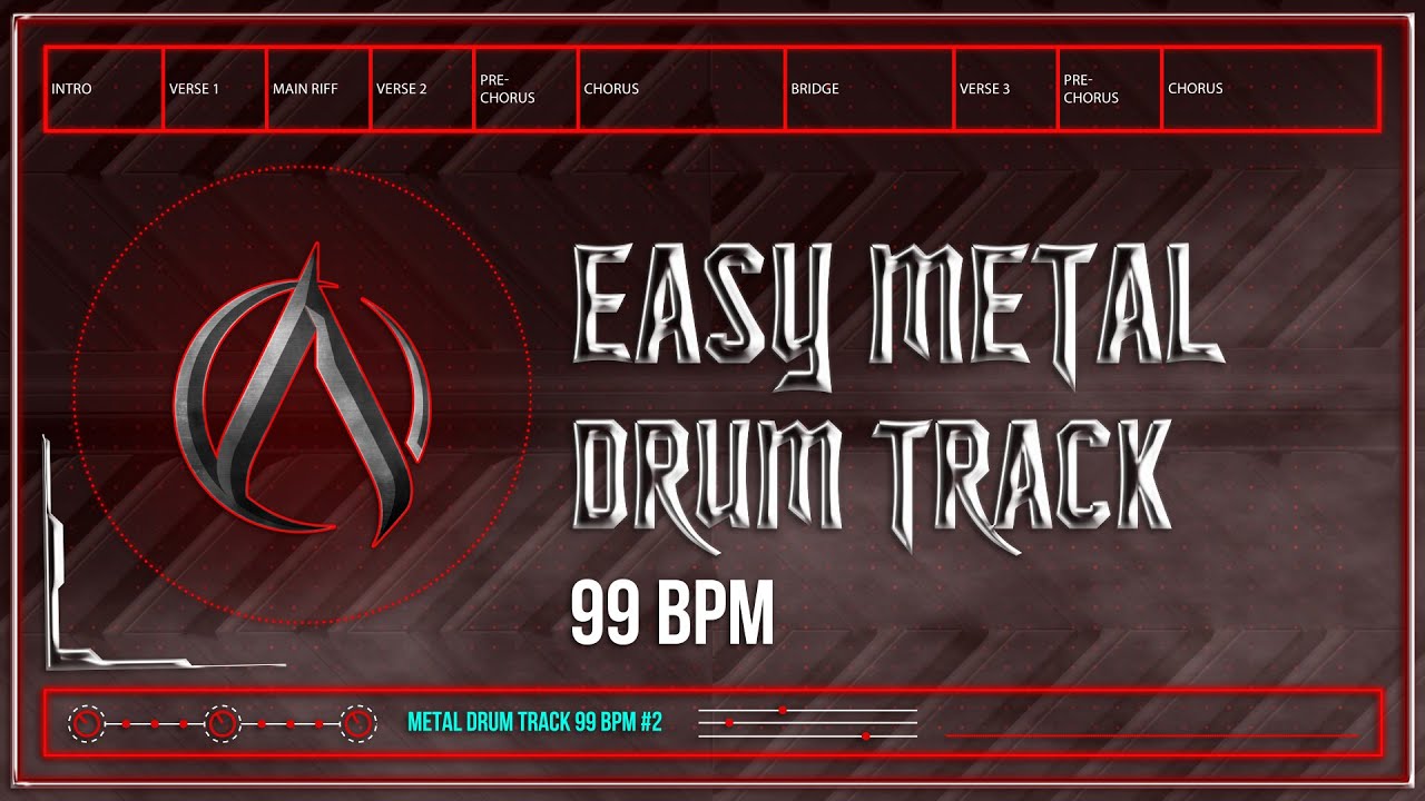 Easy Metal Drum Track 99 BPM (HQ,HD)