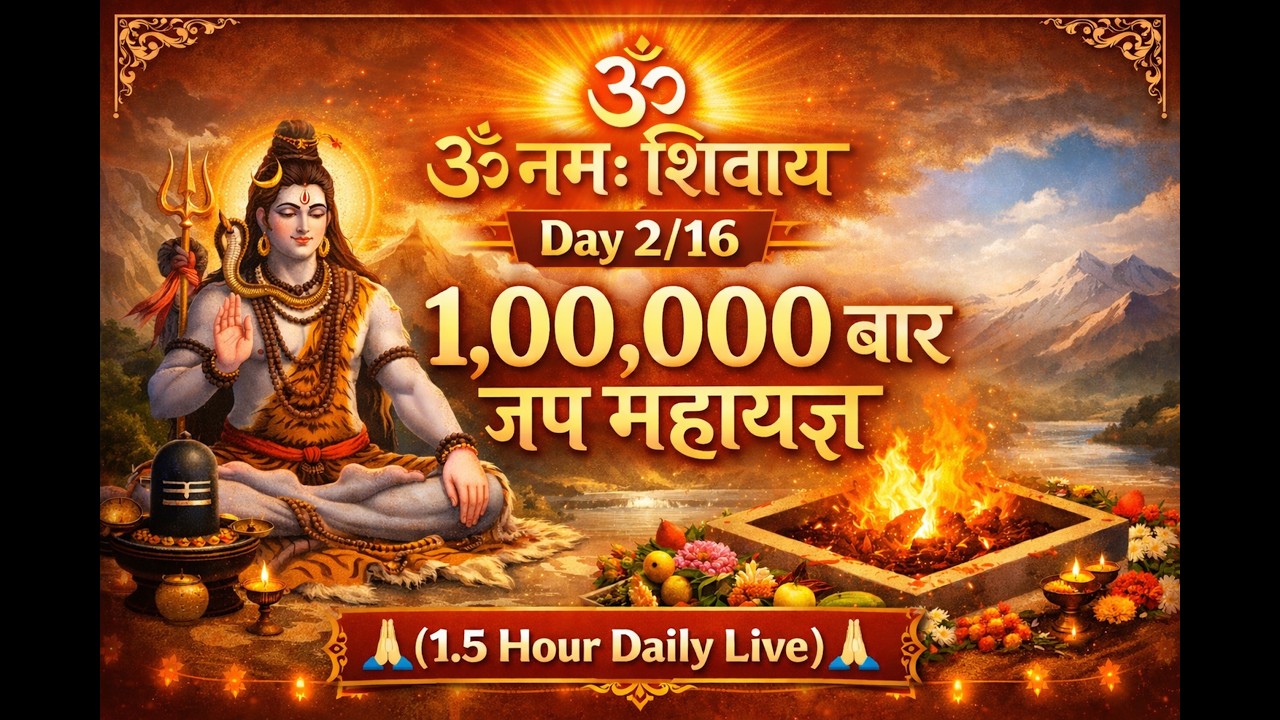 🔴 LIVE | ॐ नमः शिवाय | Day 2/16 | 1,00,000 Baar Jaap Mahayagya 🙏(1.5 Hour Daily Live)#LiveShivBhajan