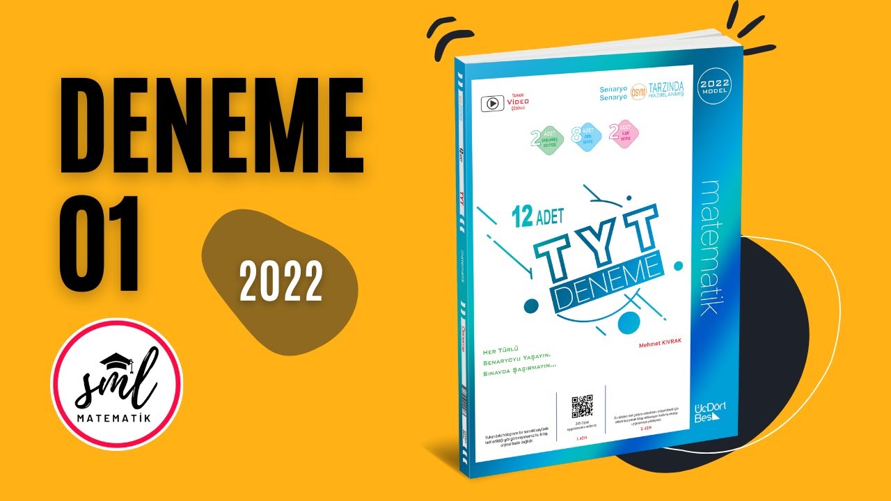 345 Yayınları 12 li TYT Matematik Deneme &Ccedil;&ouml;z&uuml;mleri - 01 (2022)